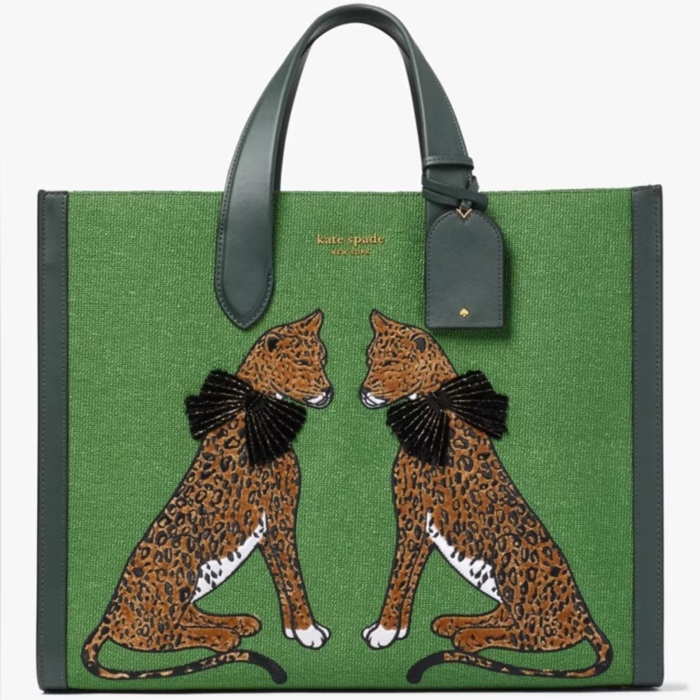Kate Spade Lady Leopard Green Large Tote